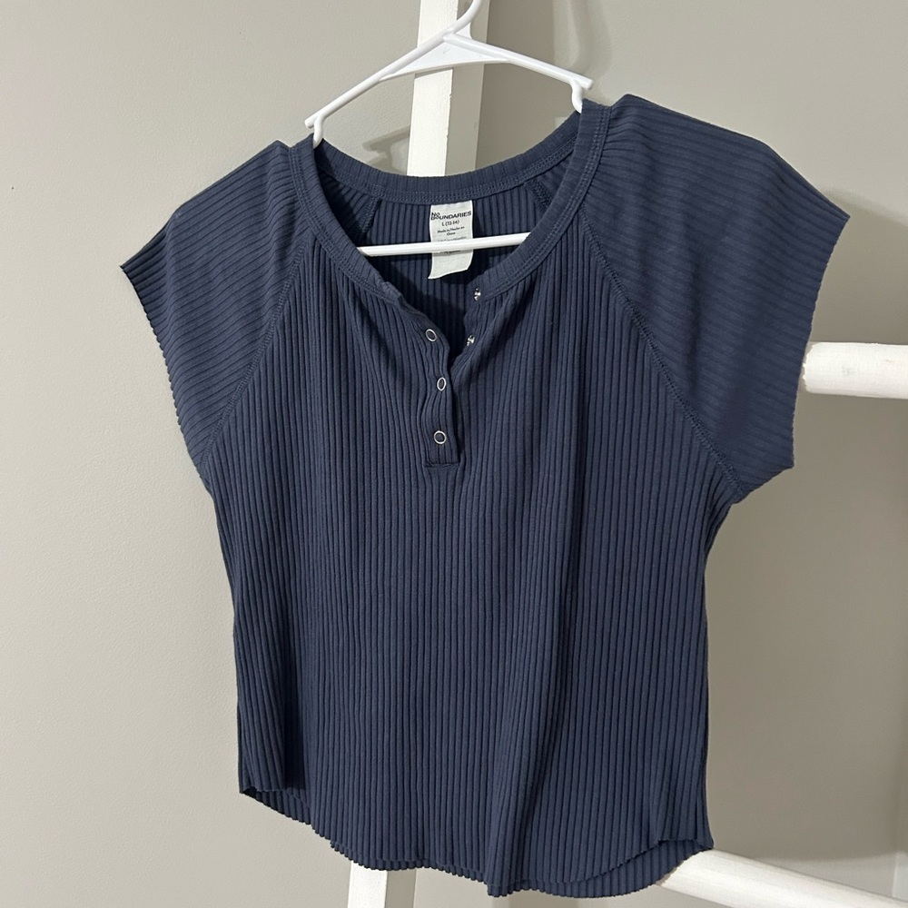 No Boundaries Navy Ribbed Crop Top